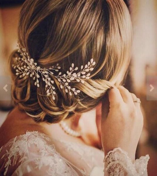 Romantico avorio perla pettine per capelli da sposa accessori per capelli da sposa capelli da sposa vite diademi testa di perla di Boemia pezzo3521166