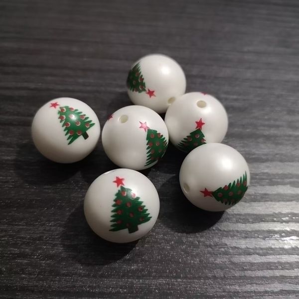 EST 20mm 100pcslot Mattes Perlendruck Weihnachtsbaumperlen für Modeschmuck Design 240108