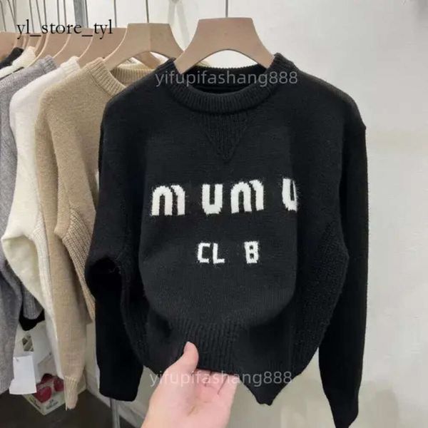 Italy Tide Miui Miui Top Luxus Damenpullover Designer Klassisches Design Kleidung Kapuzenpullover Strickpullover Warm halten Strickjacke Langarm Kaschmir Mm Schwarz Weiß 6566