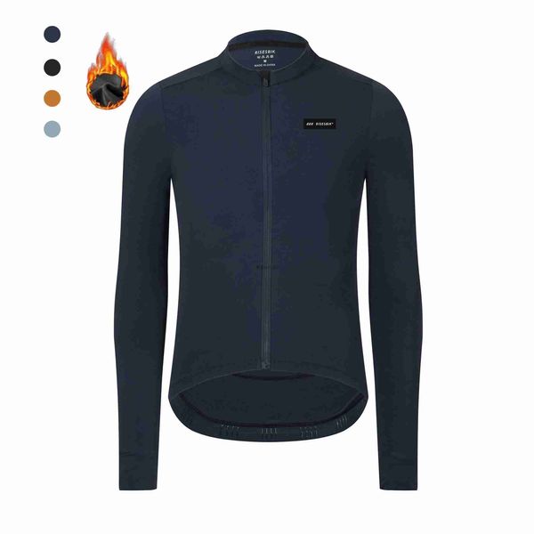 RISESBIK Pro Race Fit Thermo-Fleece-Fahrradtrikot für Herren, langärmlig, leicht, Radsport-Shirts, Oberteile