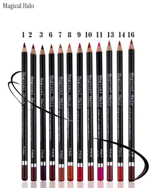 Whole12pcslot Novo Halo Mágico Lipliner 12 Cores Não Tonturas À Prova D' Água de Longa Duração Lápis Delineador Suave Suave Maquiagem Vermelha 5776918