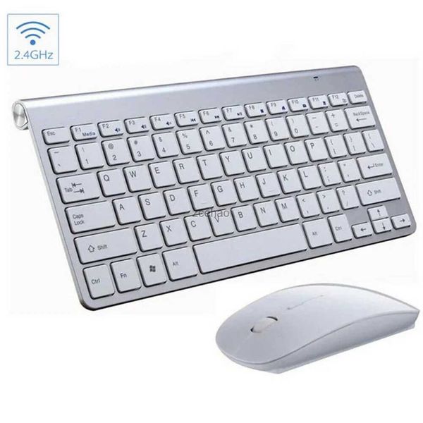 Tastiere Versione russa 2.4g Tastiera e mouse wireless Ergonomia Interfaccia USB portatile full size Moda di fascia alta Bianco argentatoL240105