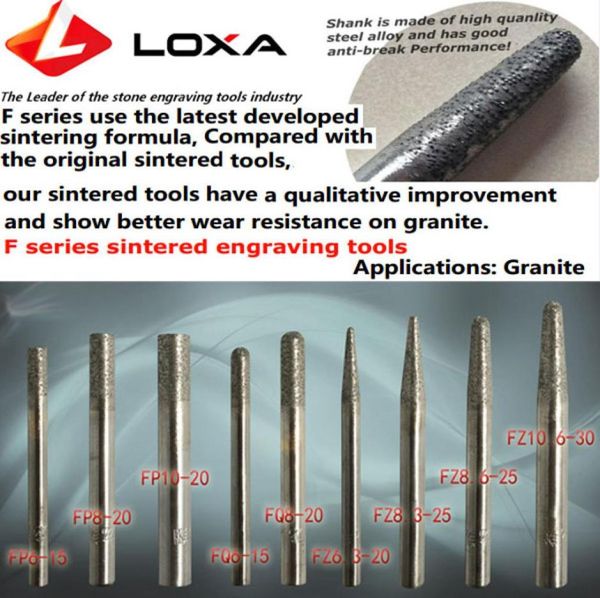 Loxa fseires ferramentas de diamante sinterizado ferramenta de moagem de diamante cnc gravura bit para escultura granito alívio final fresagem tool9966296