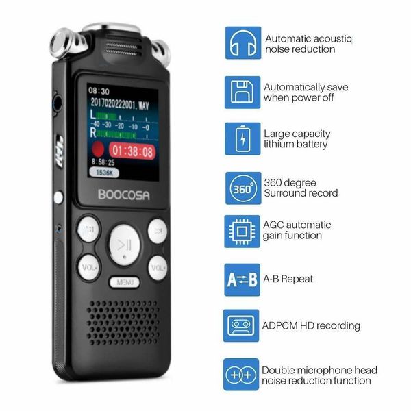 Audio Voice Recorder 8G 16G 32G Profesyonel Ses etkinleştirilmiş USB Pen Gürültü Azaltma Kayıt PCM WAV MP3 PANEL