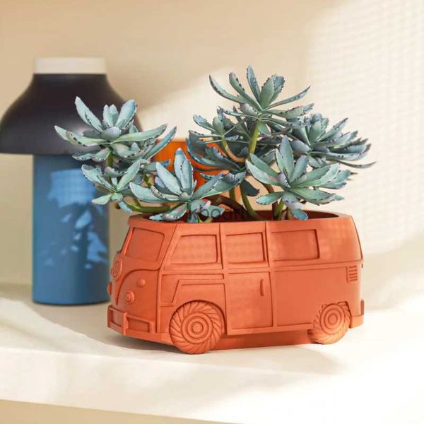 Fioriere Vasi 3D Kombi Camper Van Cemento Cemento Vaso di fiori Stampo in silicone Succulente Vaso Stampo Fioriera Stampo Artigianato fai da te YQ240109