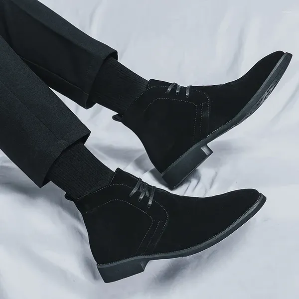 Botas de alta qualidade sapatos de negócios para homens moda confortável casual camurça couro tornozelo bota inverno quente