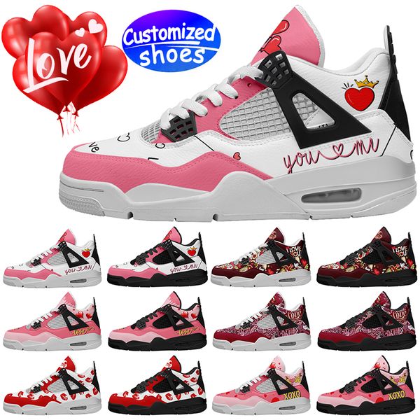 Scarpe personalizzate San Valentino Scarpe da basket Amanti unisex look cartoon scarpe fai da te Scarpe casual retrò uomo donna scarpe outdoor sneaker nero rosa taglia grande eur 36-49