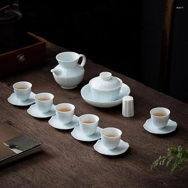 Teegeschirr-Sets PINNY Chinesisches Seladon-Teeset China-Porzellan Retro pigmentierte Schüssel Hochwertige Teekannen