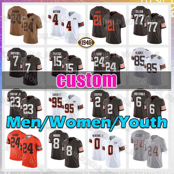 15 Maglia Joe Flacco 95 Myles Garrett Calcio 24 Nick Chubb 2 Amari Cooper Elijah Moore Dustin Hopkins Deshaun Watson Joe Thomas David Njoku Bernie Kosar Wyatt Teller