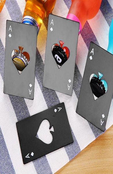 Ace of Spade -Flaschenöffner Edelstahl Pokerkorkenzieher Schwarz Silberöffnungs Bar Werkzeug Bier Öffnungsring Küche Tools9398345