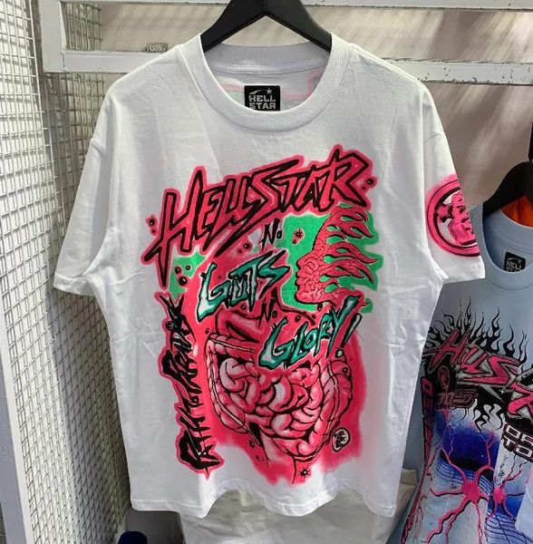 T-shirt camicia hellstar pantaloni con cappuccio pantaloni della tuta pantaloni della tuta Moda Manica Uomo T-shirt Donna Abbigliamento Abbigliamento Cartoon Grafica Punk Rock graffiti