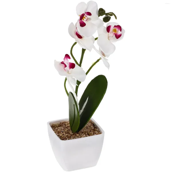 Flores decorativas Falsas Phalaenopsis Flor Bonsai Falso Orquídea Em Pote Artificial