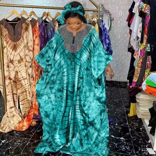 Afrikanische Kleider für Frauen, Sommermode, 34-Ärmel, Polyester, Pailletten, langes Kleid, muslimische Abaya-Kleidung 240109