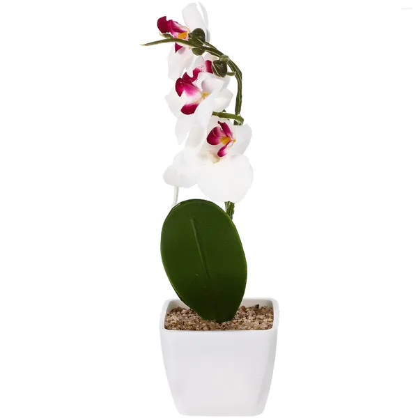 Dekoratif çiçekler yapay çiçek phalaenopsis gerçekçi sahte orkide bonsai ipek ile tencerede