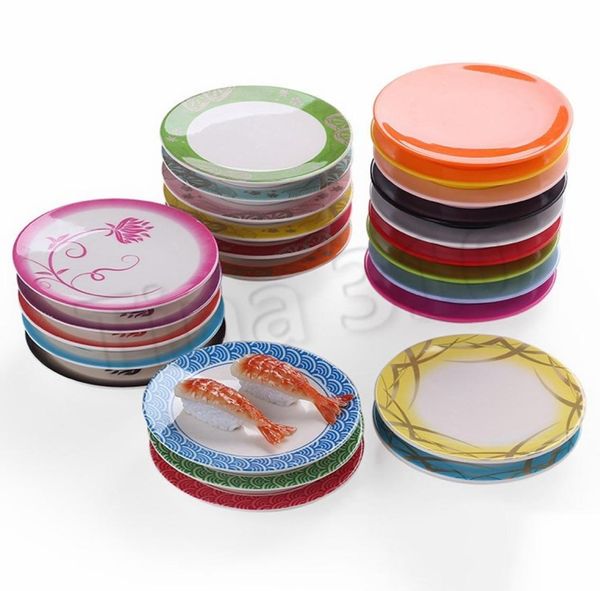 Pan Plato de cena Comida Sushi Plato de melamina Plato de sushi giratorio Cinta transportadora colorida redonda Platos para servir sushi Vajilla Por mar T7930094