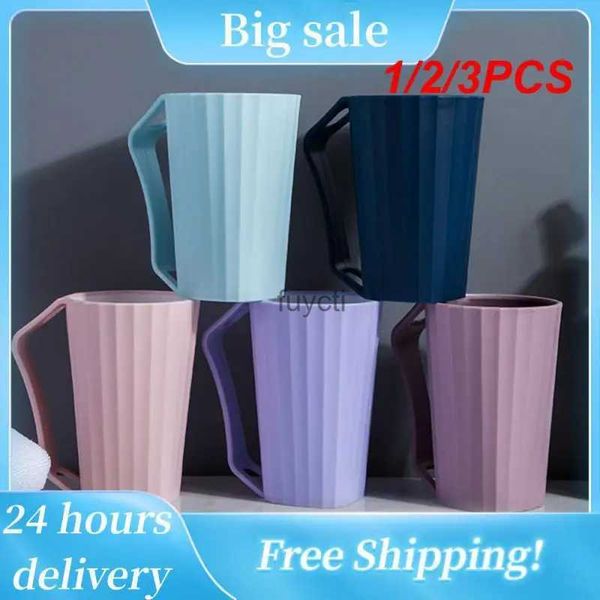 Canecas 1/2 / 3PCS Caneca portátil Copo de escovação com alça Suporte de escova de dentes Plástico Beber Tumblers Conjunto de banheiro para amante de viagens YQ240109