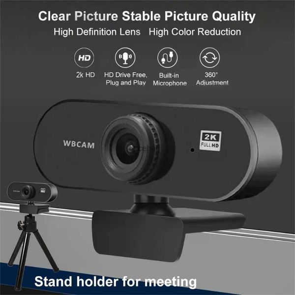 Webcams 180 Grad Rotatable 2.0 HD Webcam 2K USB Live -Kamera mit Rauschreduktion Mikrofon Office Meeting Videokonferenz Cameral240105