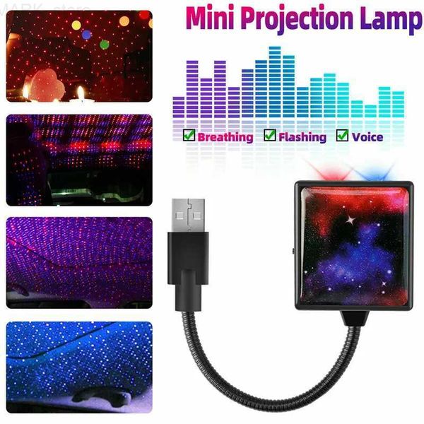 Dekorative Lichter USB Auto Led Atmosphäre Lampe Auto Dach Stern Nachtlicht Projektor Dekorative Automotive Innen Licht Grün Rot Blau auto ProdutsL240109