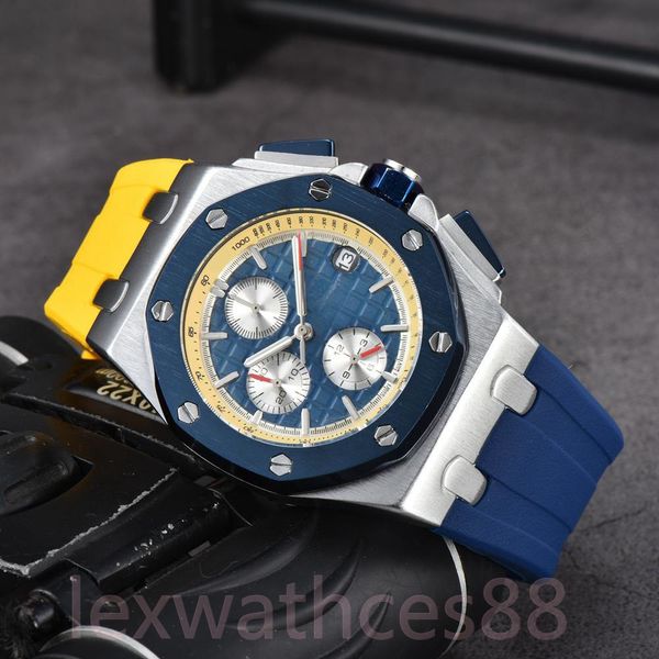 Audemars Luxury Designer's New Color Matching Oak Offshore Quartz APS Watch 26238 42 mm en acier inoxydable de haute qualité Montre de Luxe Natural Rubbery Band pour hommes