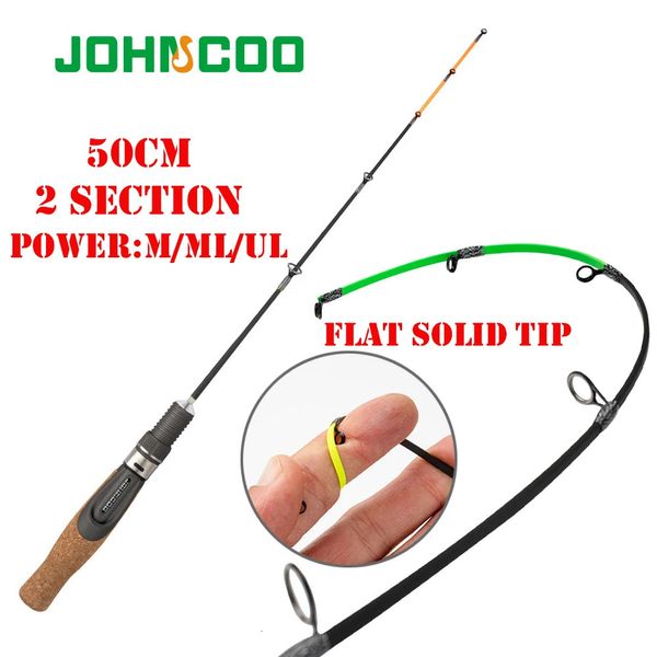 Vara de pesca de inverno UL ML ponta macia 50cm vara de pesca no gelo com ponta plana de fibra de vidro de alta qualidade com alça de cortiça 240108