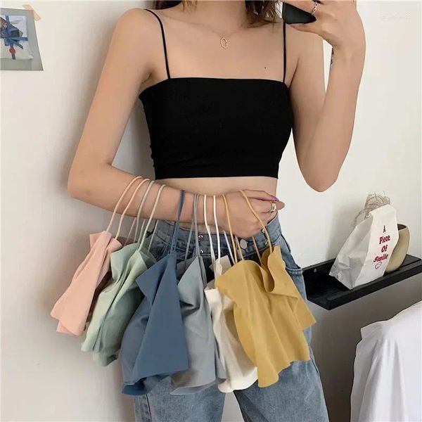 Camisoles Tanks Farbe Bequeme Weiche Frauen Koreanische Für Eis frauen Bh Sexy Sommer Seide Solide Nahtlose Hosenträger 1 stücke stil Atmungsaktiv