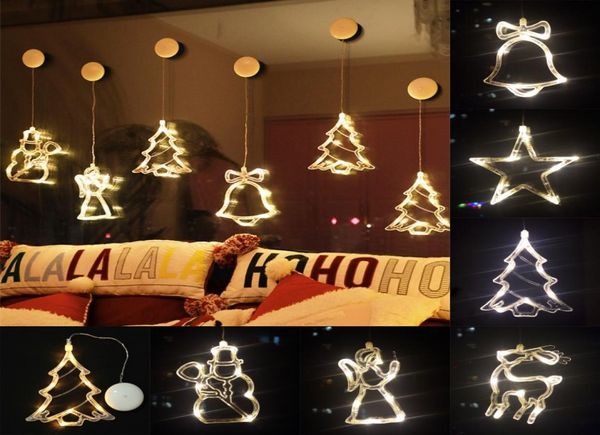 Natal otário luzes led feriado sino boneco de neve anjo sugar pendurado luzes da corda bateria janela natal otário luzes 3048106