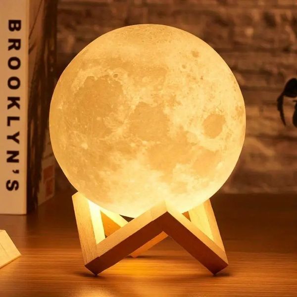1 Stück LED 3D-Mondlampe, mondförmiges Nachtlicht mit Ständer, dekoratives Ambiente-Tischlicht, für Freunde, Liebhaber, Geburtstag, Weihnachten, Geschenklichter