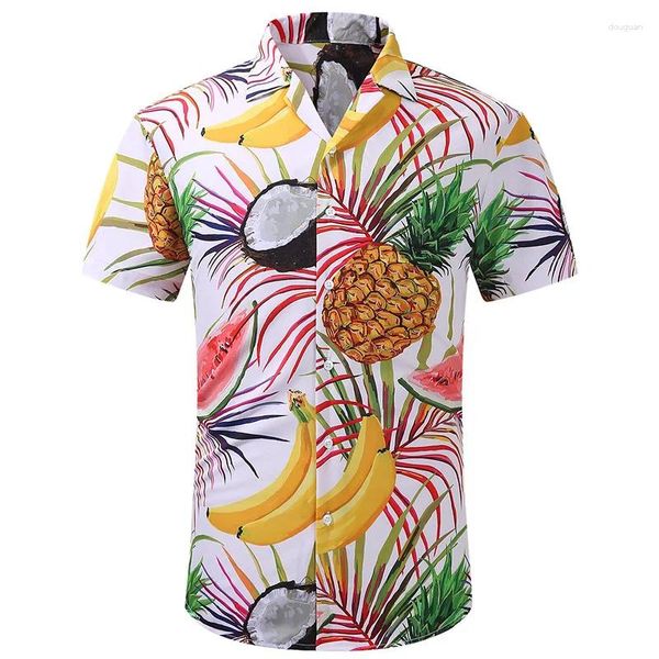 Männer Casual Hemden Mode Sommer Ananas Kurzarm Männer 3D Drucken Hawaiian Shirt Übergroßen Straße Revers Tees Tops Kleidung