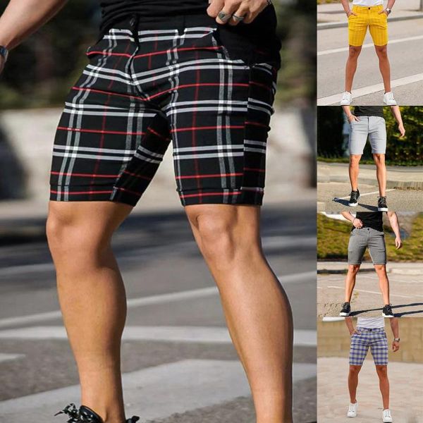 Erkek Şort Erkek Moda Gündelik Ekose Düğmesi Fermuar Boyutu Erkekler İçin Pamuk Egzersiz Küçük Ev Atletik Kısa