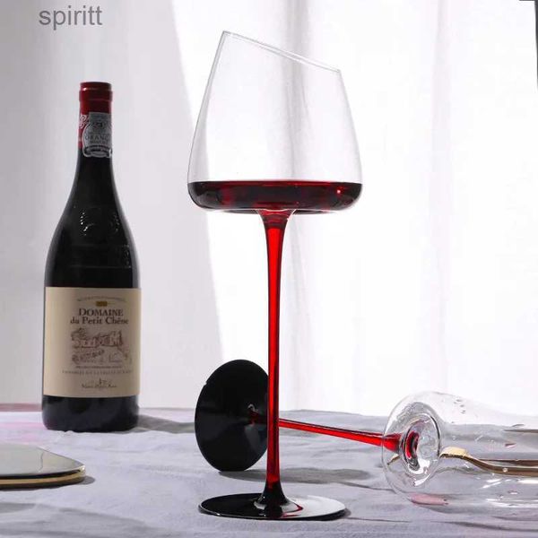 Taças de vinho Gravata borboleta vermelha Oblíqua Bordeaux Taça de vinho Taça de champanhe Taça artesanal um par de luz Conjunto de vinho de luxo Caixa de presente YQ240105