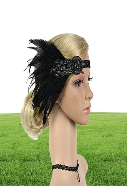 1920s Headpiece Feather Flapper Headband Great Gatsby Headdress Vintage drop 8pcs2767146