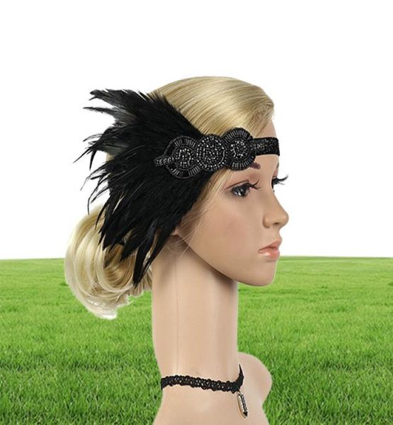 1920s Headpiece Feather Flapper Headband Great Gatsby Headdress Vintage drop 8pcs4322436