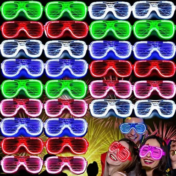 Óculos de sol 20/10/30/40/50 PCs brilham nos óculos escuros LED Light Up Sunglasses Party Neon Favors Glow Glasses for Kids Adults Party Supply