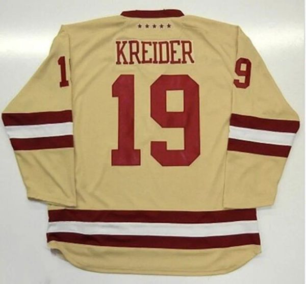 Vintage NCAA College EAGLES 19 CHRIS KREIDER Hockey Trikots Creme genähte Hemden Herren M-Xxxl 56