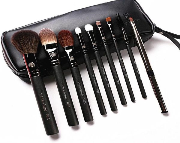 High End Estilo Coreano 9pcsSet Pincéis de Maquiagem Profissional Alça Perolada Cabelo de Cabra Make Up Brush Kit Com Estojo de Couro Gift6608622