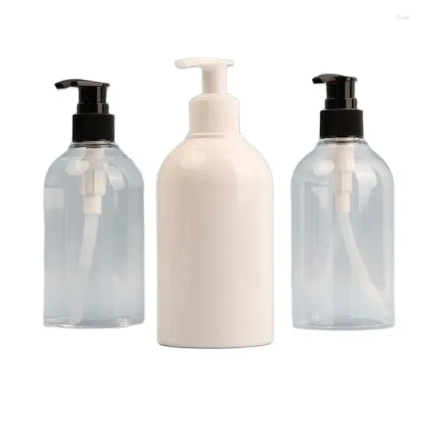 Bottiglie di stoccaggio 12 pezzi Bottiglia di shampoo per ciglia Contenitore riutilizzabile Vuoto in plastica PET bianca Rotonda Pompa per lozione disinfettante per le mani 300 ml