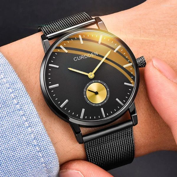 Armbanduhren Hochwertige wasserdichte Uhr für Herren, modische Edelstahl-Armbanduhr, minimalistische, ultradünne Quarz-Analog-Armbanduhren