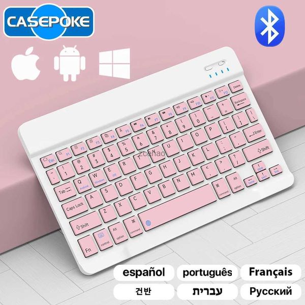 Teclados Casepoke 10 polegadas Teclado sem fio Bluetooth para Samsung Mobile Phone Tablet Teclado e Mouse Android IOS WindowsL240105