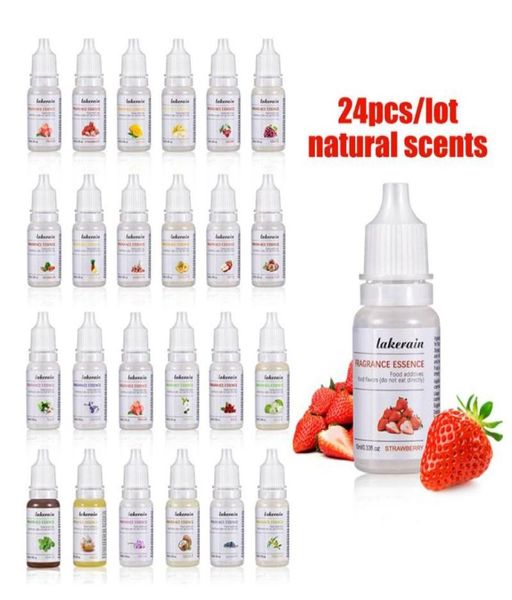 24 pçs aromas óleo aromatizante natural fragrância de longa duração óleo essencial para brilho labial diy lipgloss base gel vela sabão making6014292