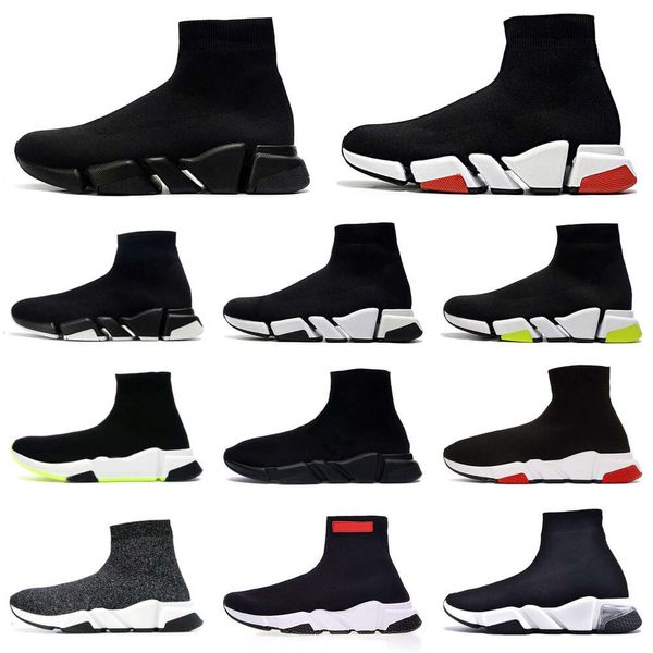 Designers Speeds 2.0 V2 Sapatos Casuais Plataforma Sneaker Homens Mulheres Tripler S Paris Meias Botas Graffiti Marca Preto Branco Azul Luz Rubi Luxo Malha Treinadores Sapatilhas