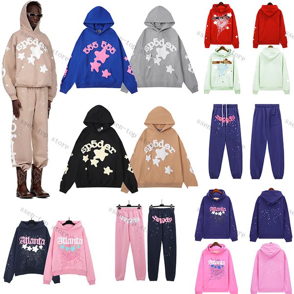 Designer Sp5der Hoodies Young Thug Hiphop Homens Mulheres Hoodie de Alta Qualidade Espuma Impressão Aranha Web Gráfico Rosa Moletons Pulôveres 555555