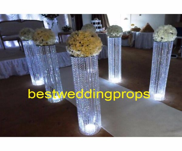 Decoração novo estilo casamentos corredor pilares de cristal casamento passarela suporte peça central para festa de casamento de natal 01468518541