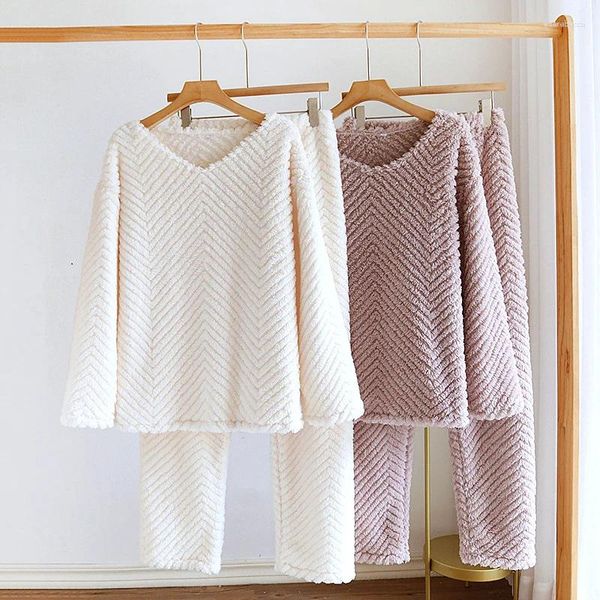 Женская одежда для сна, осенне-зимние пижамы для женщин, комплекты брюк Pijama Mujer Invierno Pajama Pour Femme Conjunto, теплая фланелевая одежда для дома