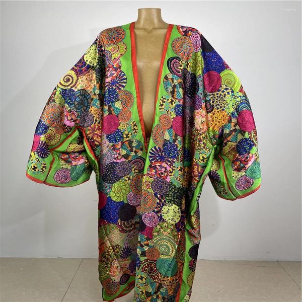 Costume da bagno donna Kimono 2024 Boho Beach Estate Stampa tie-dye Bikini Cover-up Abiti sexy Para Playa Costume da bagno manica lunga Donna Caftano