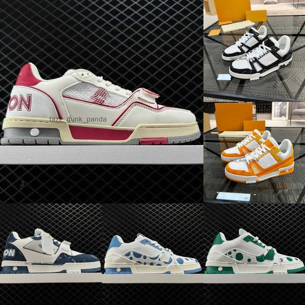 2024 Designer Scarpe casual da uomo Sneaker di lusso Trainer Virgil Pelle di vitello Alta qualità Bianco Verde Rosso Blu Lettera sovrapposizioni Piattaforma in pelle Sneaker sportiva bassa aa35