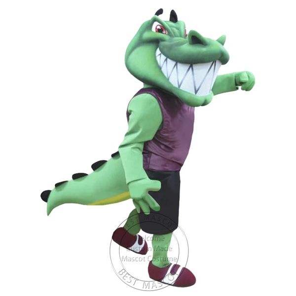 Halloween Tamanho adulto Costume de mascote de crocodilo da faculdade para festas de caráter de desenho animado venda de vendas grátis Customização de suporte grátis