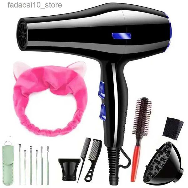 Asciugacapelli 1pc Salon Professional Big Power Asciugacapelli elettrico Forte vento Asciugacapelli con accessori Q240109