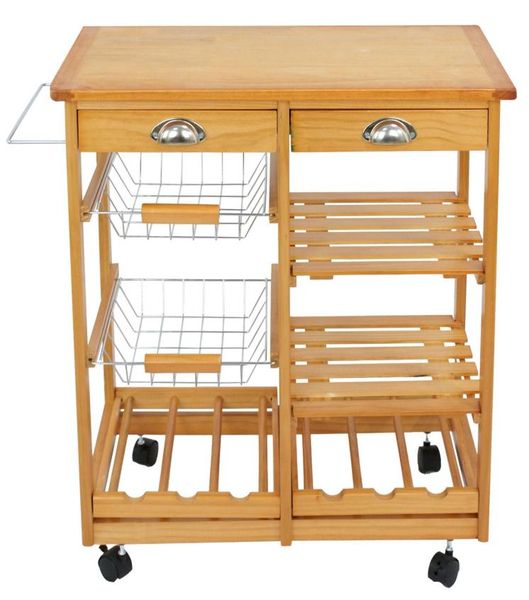 Rolling Wood Kitchen Island Trolley Cart Dining Storage Drawers Stand Durable4186013