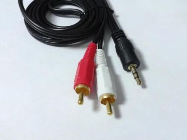 Anschlüsse: 2 Stück, vergoldetes Aux-Audio, 3,5 mm Stereo-Stecker auf 2 Cinch-Stecker, Kabel 1,5 m