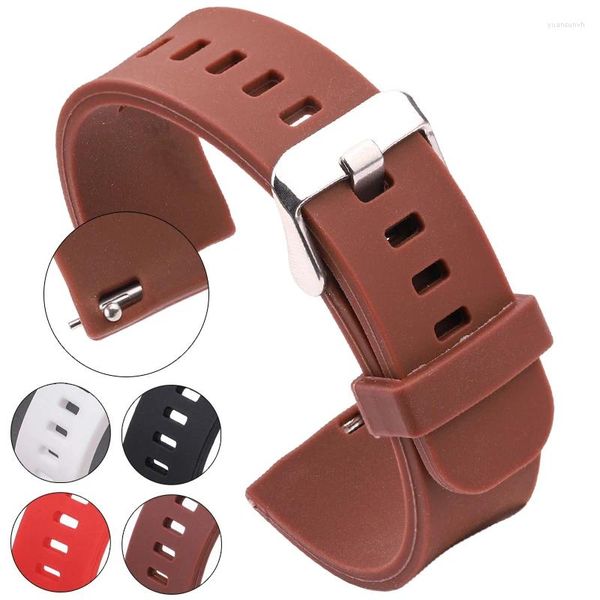 Assista Bandas 5 Cores Watchband 18 20 22mm Silicone Borracha Banda Mulheres Homens À Prova D 'Água Sports Strap Metal Fivela Quick Release Spring Bar